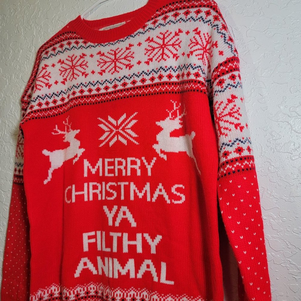 Merry Christmas Ya filthy animal sweater by Daisys Boutique Ugly novelty Sz M